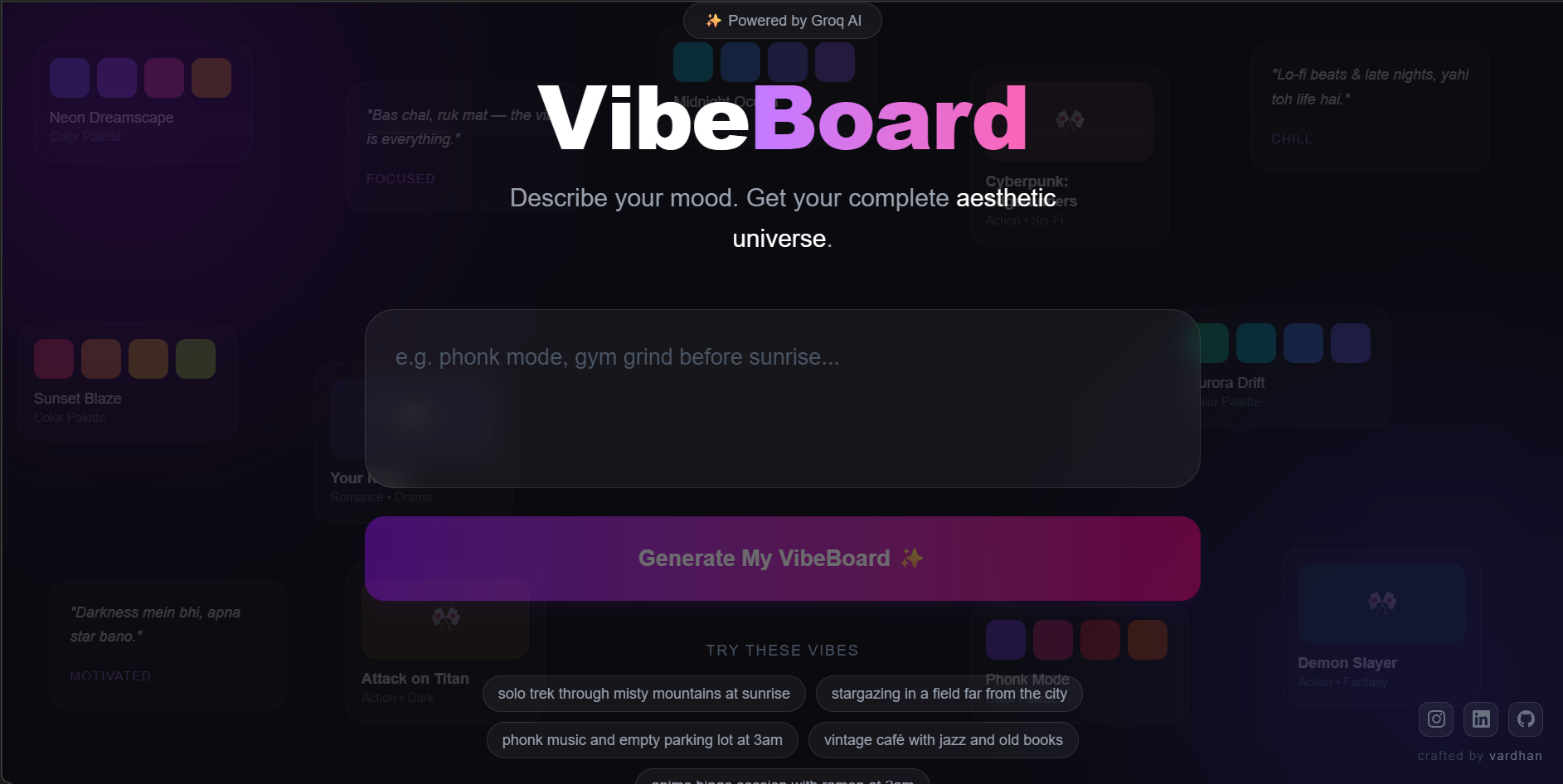 VibeBoard preview